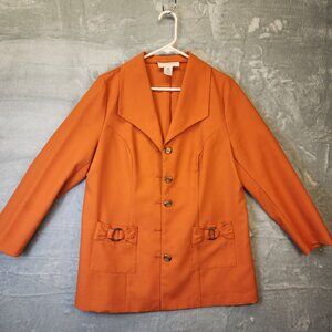 Vtg Allison Woods Blazer Womens Burnt Orange 14w 1970s